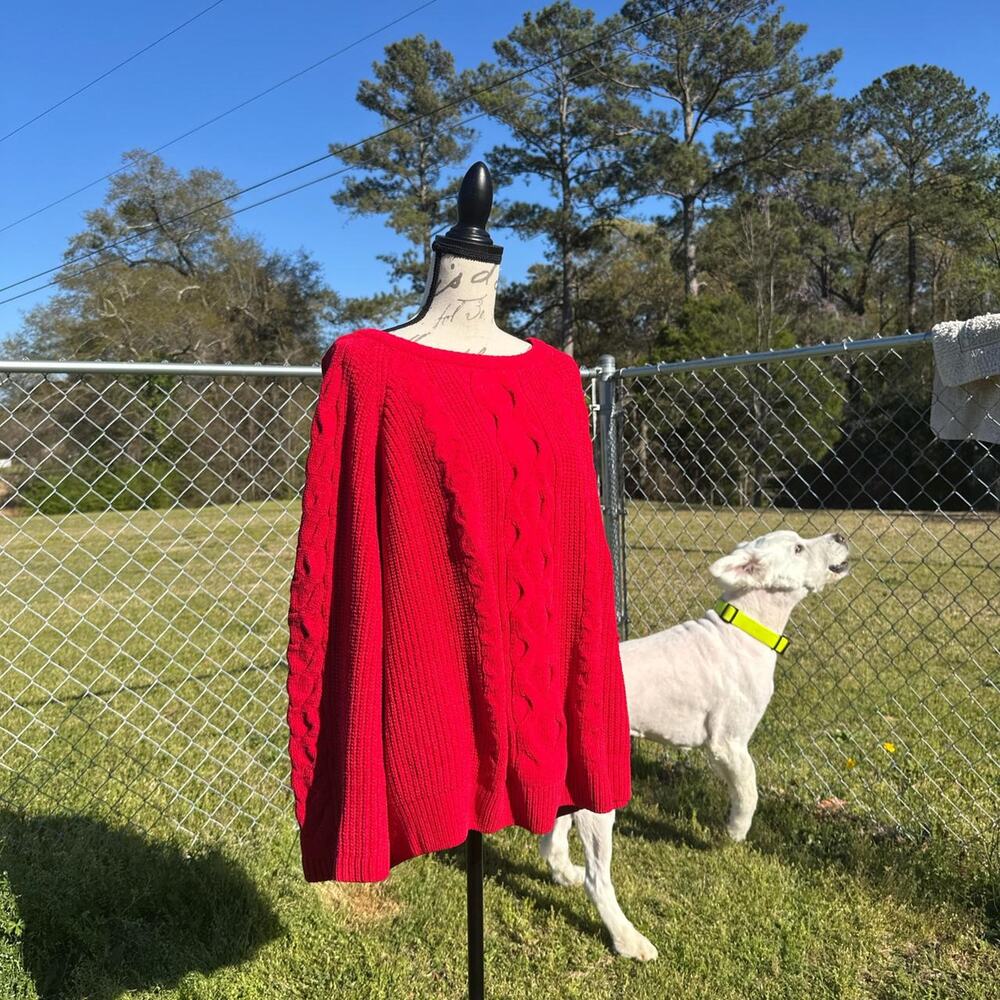 Red Cable Knit Sweater - Picture 6 of 8